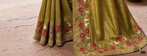Olive Green Boutique saree detail 3