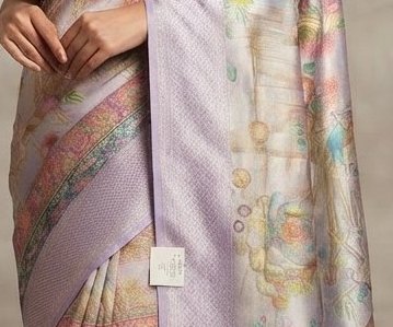 Grey and Multicolour & Floral Print banarasi saree detail 2