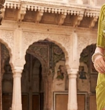 Olive Green Boutique saree detail 5