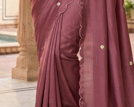 Wine Rose Peacock Embroidery Boutique Saree detail 6