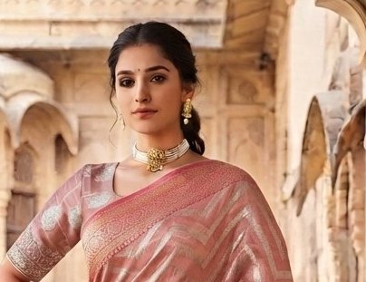 Pink Tissue Bandhani Handwork Saree detail 4