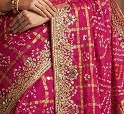 Royal Magenta (Rani Pink) Gaji Silk Ghatchola Saree detail 2
