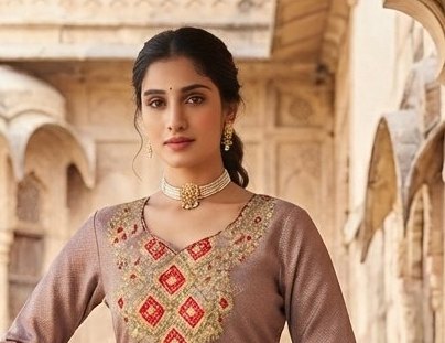 Royal Grey Gota-Patti and Zari Work Suit Set detail 4