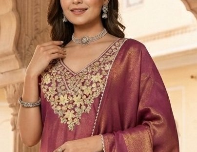 Rich Magenta Zari Embroidered Suit Set detail 4