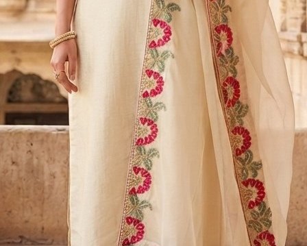 Elegant Off-White Gota-Patti Embroidered Suit Set detail 6