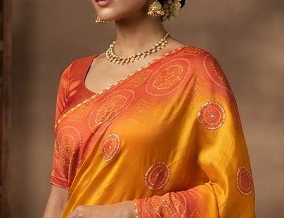 Orange Ombre Saree detail 4