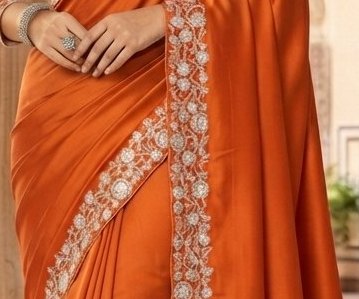 Orange Satin Border Boutique Saree detail 2