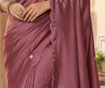 Wine Rose Peacock Embroidery Boutique Saree detail 2