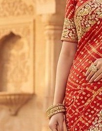 Traditional Red Gaji Silk Ghatchola Saree detail 5