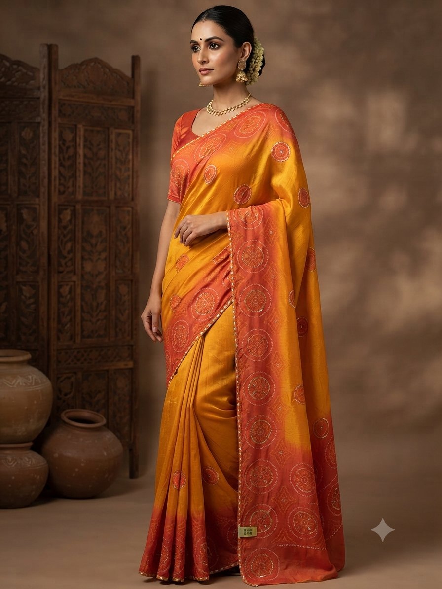 Orange Ombre Saree