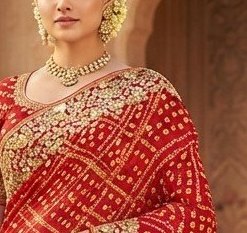 Traditional Red Gaji Silk Ghatchola Saree detail 4