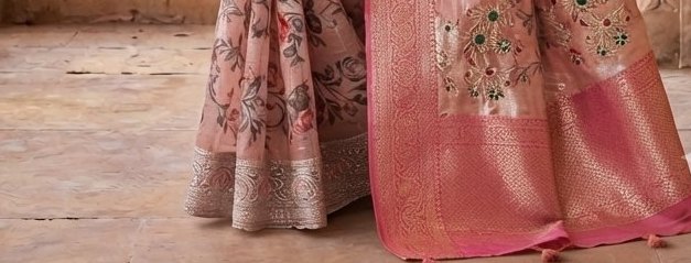Pink Tissue Bandhani Handwork Saree detail 3