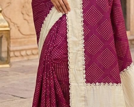 Crimson Red fancy Saree detail 6
