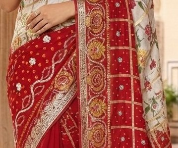 Bridal Red & White Fancy saree detail 2