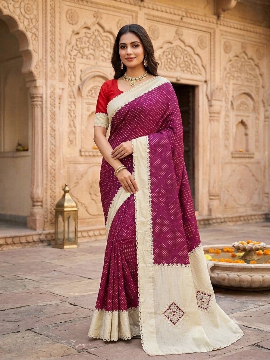 Crimson Red fancy Saree