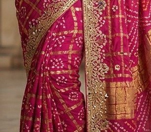 Royal Magenta (Rani Pink) Gaji Silk Ghatchola Saree detail 6