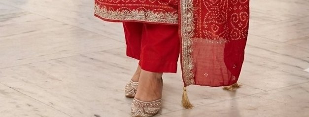 Traditional Red Gaji Silk Ghatchola Suit Set detail 3