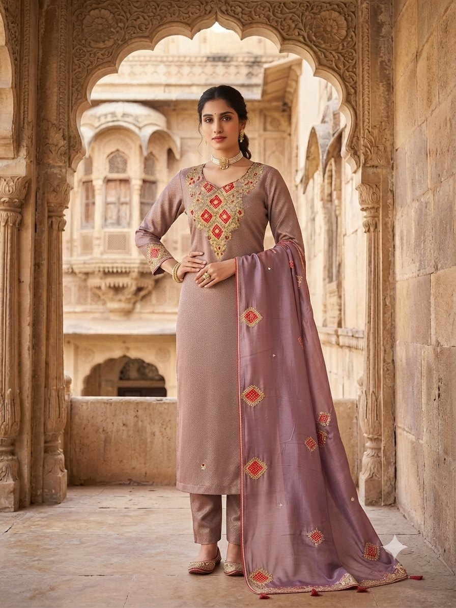 Royal Grey Gota-Patti and Zari Work Suit Set