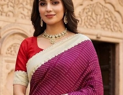 Crimson Red fancy Saree detail 4