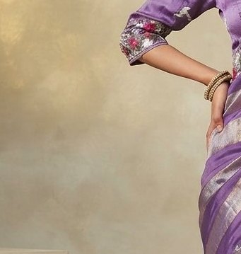 Purple Silver Floral boutique Saree detail 5