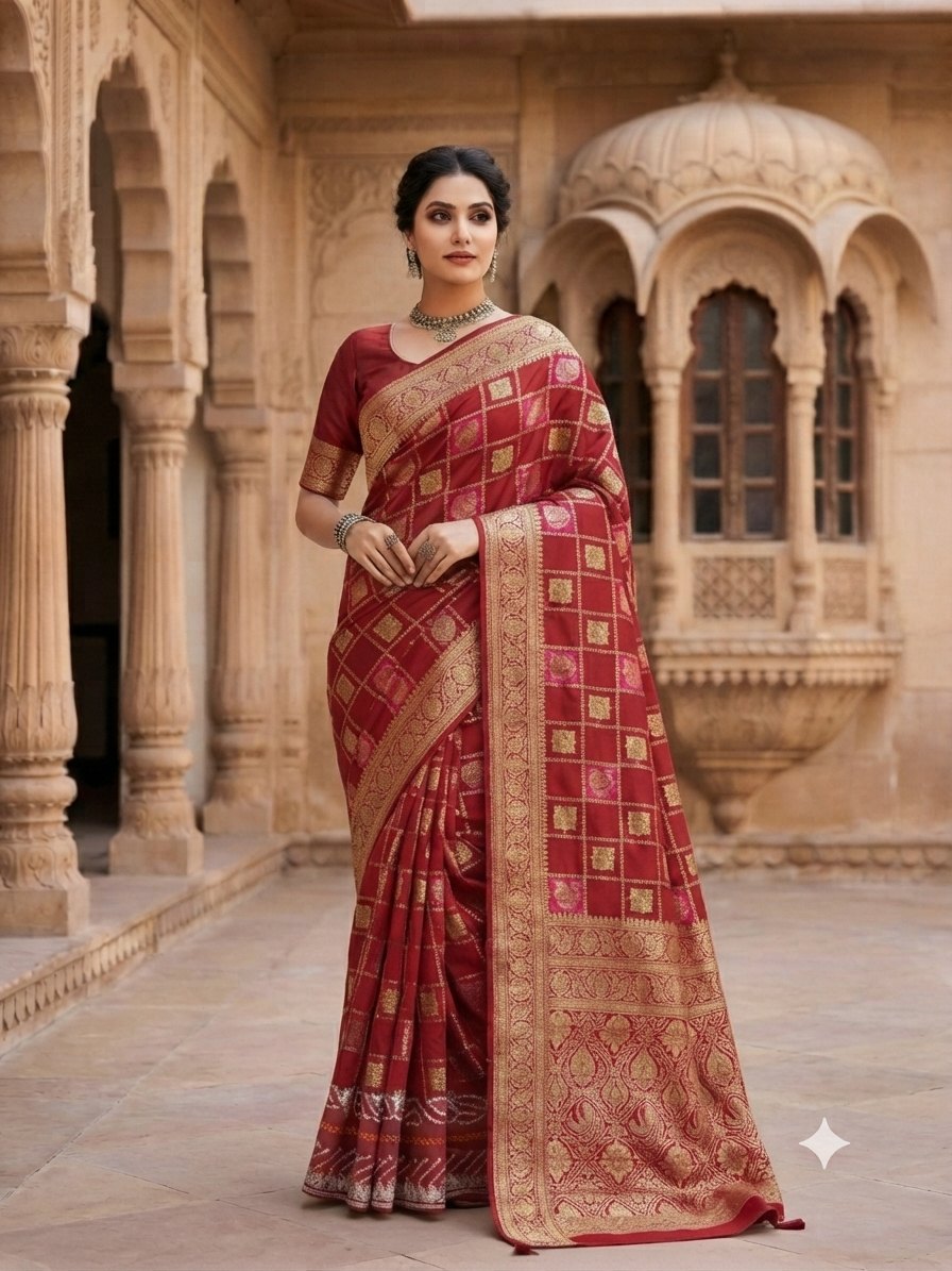 Magenta/Maroon Border Fancy Saree