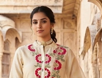 Elegant Off-White Gota-Patti Embroidered Suit Set detail 4