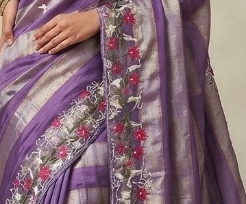 Purple Silver Floral boutique Saree detail 2