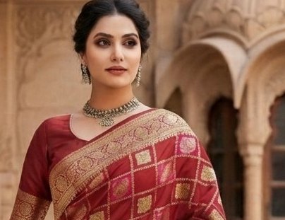 Magenta/Maroon Border Fancy Saree detail 4