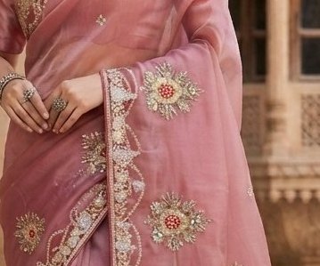 Embroidered Organza Saree detail 2