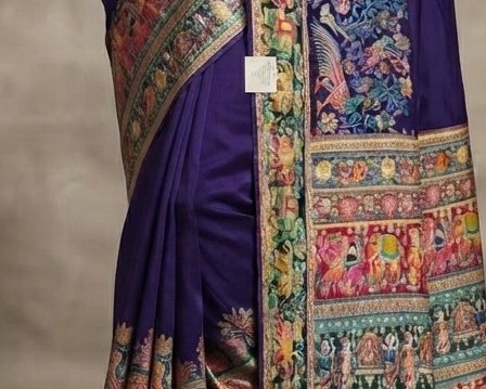 Deep Purple / Indigo Royal Banarasi saree) detail 6