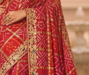 Royal Red Gaji Silk Ghatchola Saree detail 2