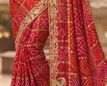 Royal Red Gaji Silk Ghatchola Saree detail 6
