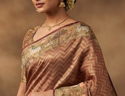 Bronze Paithani Border Saree detail 4