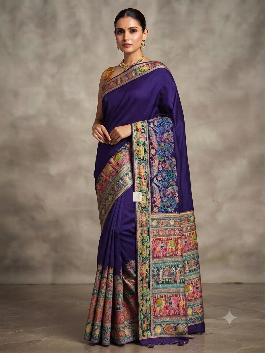 Deep Purple / Indigo Royal Banarasi saree)