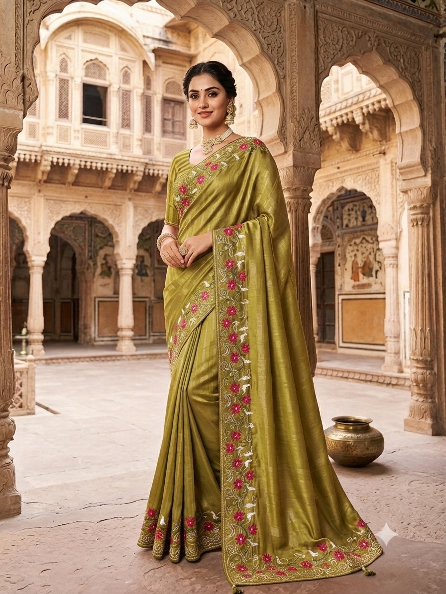 Olive Green Boutique saree
