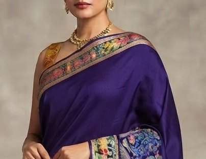 Deep Purple / Indigo Royal Banarasi saree) detail 4