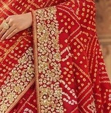 Traditional Red Gaji Silk Ghatchola Saree detail 2