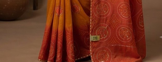 Orange Ombre Saree detail 3