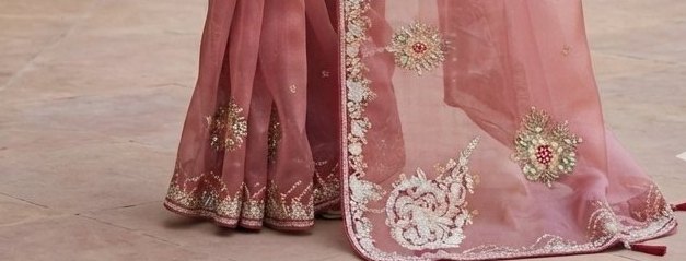 Embroidered Organza Saree detail 3