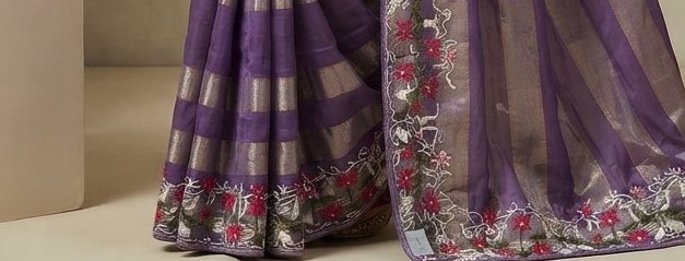 Purple Silver Floral boutique Saree detail 3