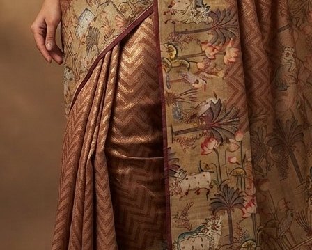 Bronze Paithani Border Saree detail 6