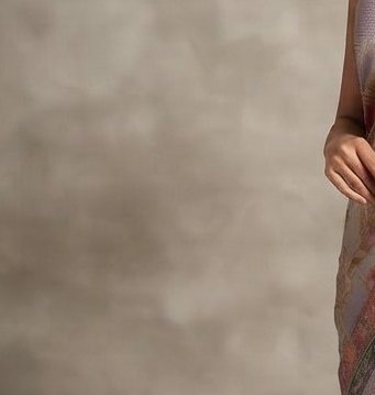 Grey and Multicolour & Floral Print banarasi saree detail 5