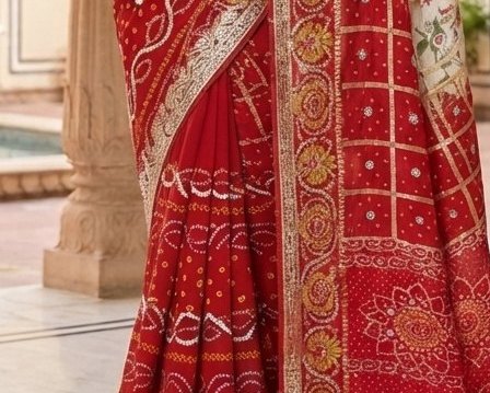 Bridal Red & White Fancy saree detail 6