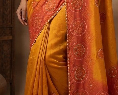 Orange Ombre Saree detail 6