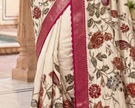 Aari Tori Work Saree detail 6