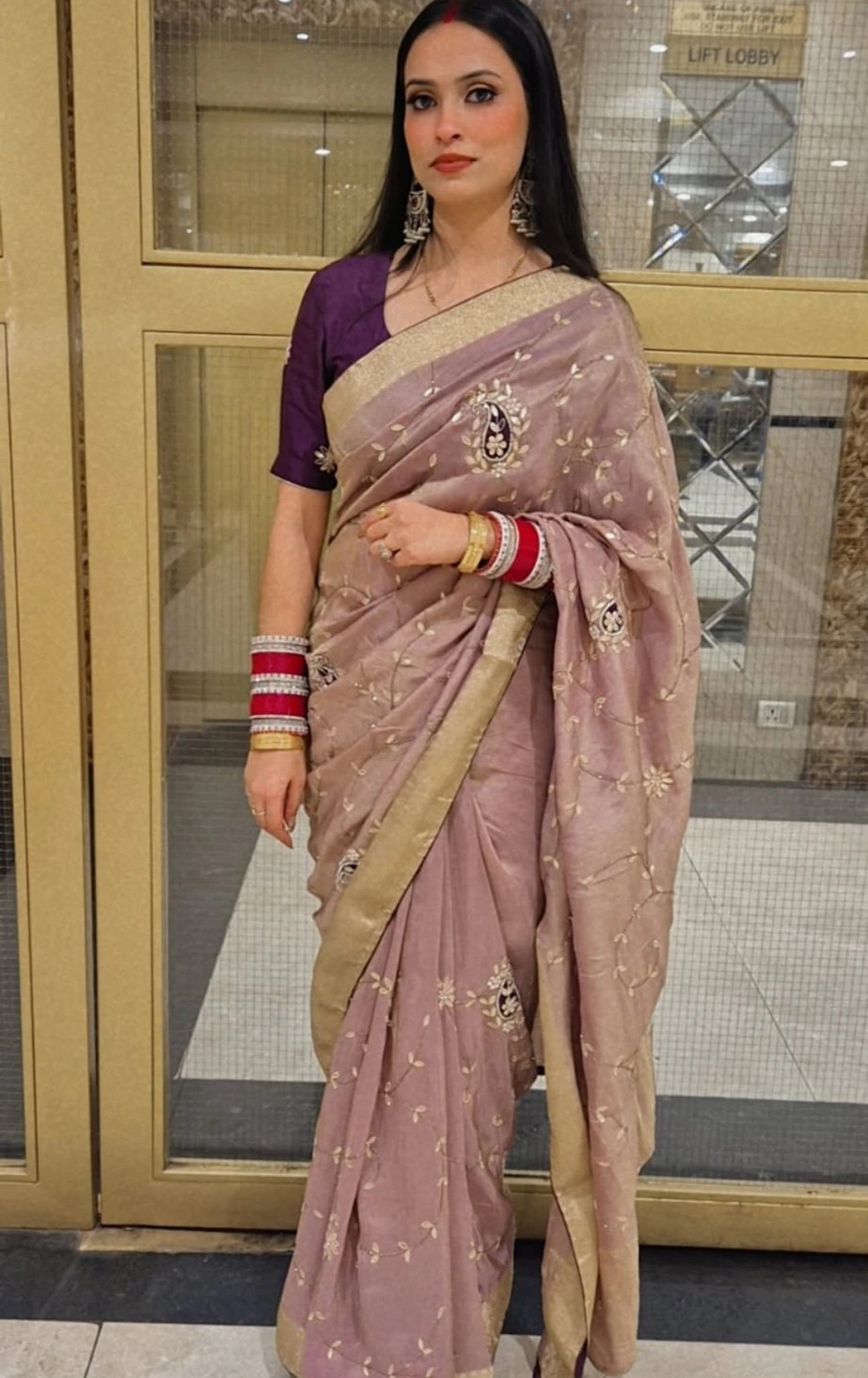 Customer draped in a Shri Balaji saree 3