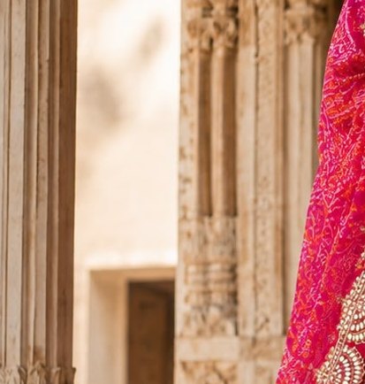 Rani Bandhani Bridal Lehenga detail 5