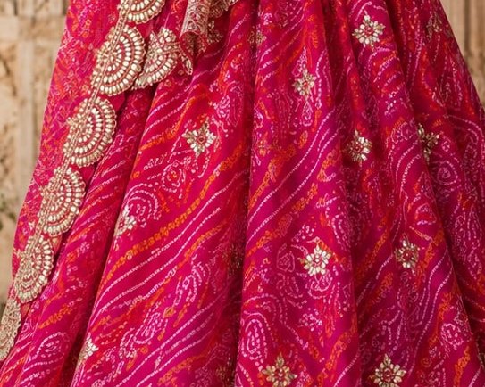Rani Bandhani Bridal Lehenga detail 6