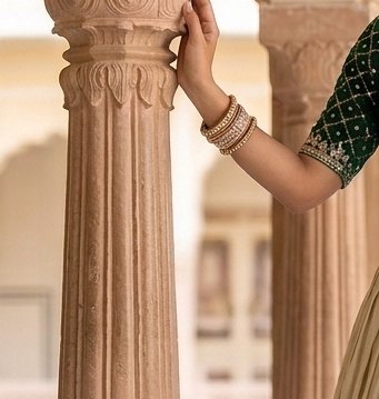 Emerald Choli Cream Lehenga detail 5