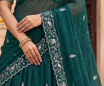 Teal Heritage Lehenga detail 2